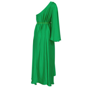 2206034_GRN-01 Olympia Μακρύ Πράσινο Φόρεμα Με Έναν Ώμο C-Throu