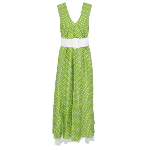 2216007-00 Chloe Πράσινο Πουά Maxi Φόρεμα C-Throu