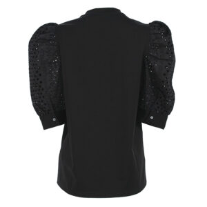 221W1715_999-01 Μαύρο T-Shirt Με Μανίκια Μπροντερί Karl Lagerfeld