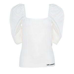 221W2004_110-00 Άσπρη Μπλούζα Με Τετράγωνη Λαιμόκοψη Karl Lagerfeld