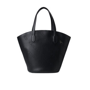 221W3025_999-00 Μεγάλη Μαύρη Τσάντα Με Διάτρητο Logo Karl Lagerfeld