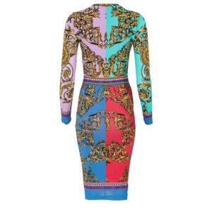72HAO9A8-JS073_GM4-01 Πολύχρωμο Midi Φόρεμα Με Baroque Σχέδιο Versace Jeans Couture