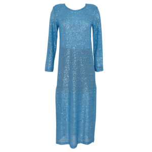DF22362-00 Μακρύ Μπλε Φόρεμα Με Πούλιες Manolo