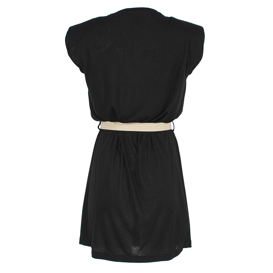 1G176K1834_Z99-01 Langhirano Κοντό Μαύρο Φόρεμα Με Ζώνη Pinko