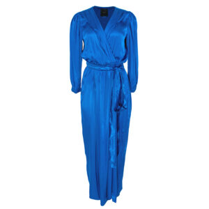 1N13J3Z345_G25-00 Papaya Μπλε Σατέν Maxi Φόρεμα Pinko