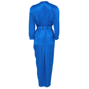 1N13J3Z345_G25-01 Papaya Μπλε Σατέν Maxi Φόρεμα Pinko