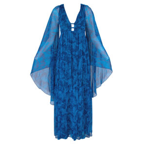 1N13JLA0AC_EE7-00 Ribes Μακρύ Μπλε Φλοράλ Φόρεμα Pinko