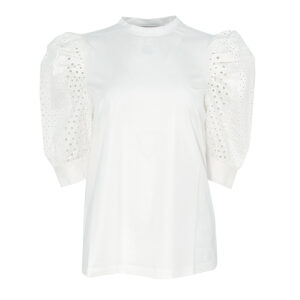 221W1715_100-00 Άσπρο T-Shirt Με Μανίκια Μπροντερί Karl Lagerfeld