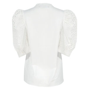 221W1715_100-01 Άσπρο T-Shirt Με Μανίκια Μπροντερί Karl Lagerfeld