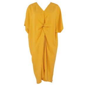 520022_YLW-00 Κίτρινο Φόρεμα Καφτάνι Με Κόμπο Pirouette