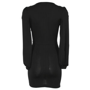 CFC0107346003-01 Κοντό Μαύρο Φόρεμα Με Σούρες Rinascimento
