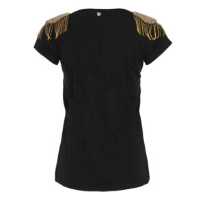 CFC0107754003-01 Μαύρο T-Shirt Με Διακοσμημένους Ώμους Rinascimento