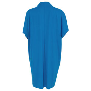 K22-150_BLU-01 Φαρδύ Μπλε Φόρεμα Με V Και Τσέπες Didone
