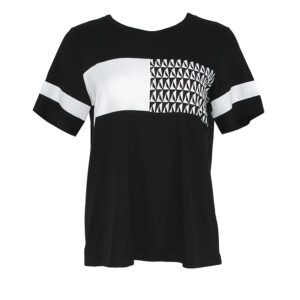 K22-310_BLK-00 Μαύρη Μπλούζα Με Άσπρα Σχέδια Didone