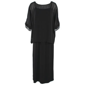 K22-385_BLK-00 Μαύρο Φόρεμα Με Μουσελίνα Didone