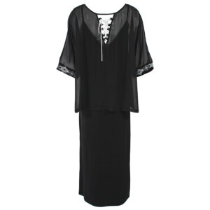 K22-385_BLK-01 Μαύρο Φόρεμα Με Μουσελίνα Didone