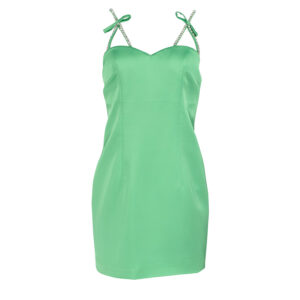 SP22762-00 Κοντό Πράσινο Φόρεμα Με Στρας Manolo