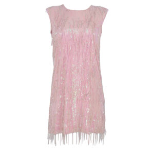 PF22371_PNK-00 Ροζ Μίνι Φόρεμα Με Κρόσσια-Πούλιες Manolo