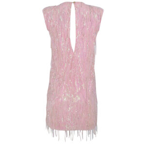 PF22371_PNK-01 Ροζ Μίνι Φόρεμα Με Κρόσσια-Πούλιες Manolo