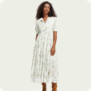 168531_0221-mdl Μακρύ Λευκό Φόρεμα Με Βολάν Scotch and Soda