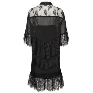 1Q10CMA04N_Z99-01 Tarassaco Μαύρο Δαντελένιο Φόρεμα Σεμιζιέ Pinko