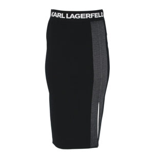 225W1325_999-00 Μαύρη Πλεκτή Φούστα Με Logo Karl Lagerfeld
