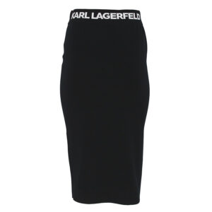 225W1325_999-01 Μαύρη Πλεκτή Φούστα Με Logo Karl Lagerfeld