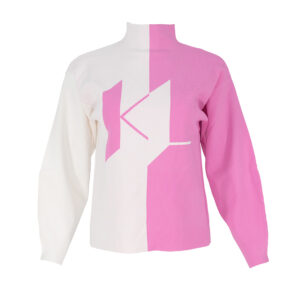 225W2005_103-00 Ροζ-Άσπρη Μπλούζα Με Μανίκια Puff Karl Lagerfeld