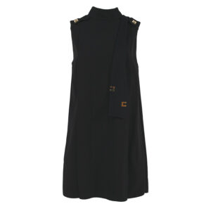 AB18526E2_110-00 Μαύρο Κοντό Φόρεμα Με Χρυσές Λεπτομέρειες Elisabetta Franchi