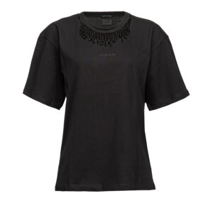 1G18ASA06Y_Z99-00 Tiphanie Μαύρο T-Shirt Με Χάντρες Pinko