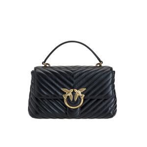 1P22UMA03Z_Z99Q-00 Love Lady Puff Chevron Μαύρη Τσάντα Pinko