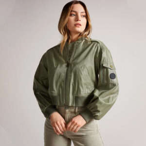 261738_KHK-mdl Bronlei Κοντό Χακί Μπουφάν Bomber Ted Baker