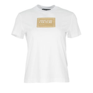 73HAHG02-CJ00G_G03-00 Άσπρο T-Shirt Με Χρυσή Στάμπα Versace Jeans Couture
