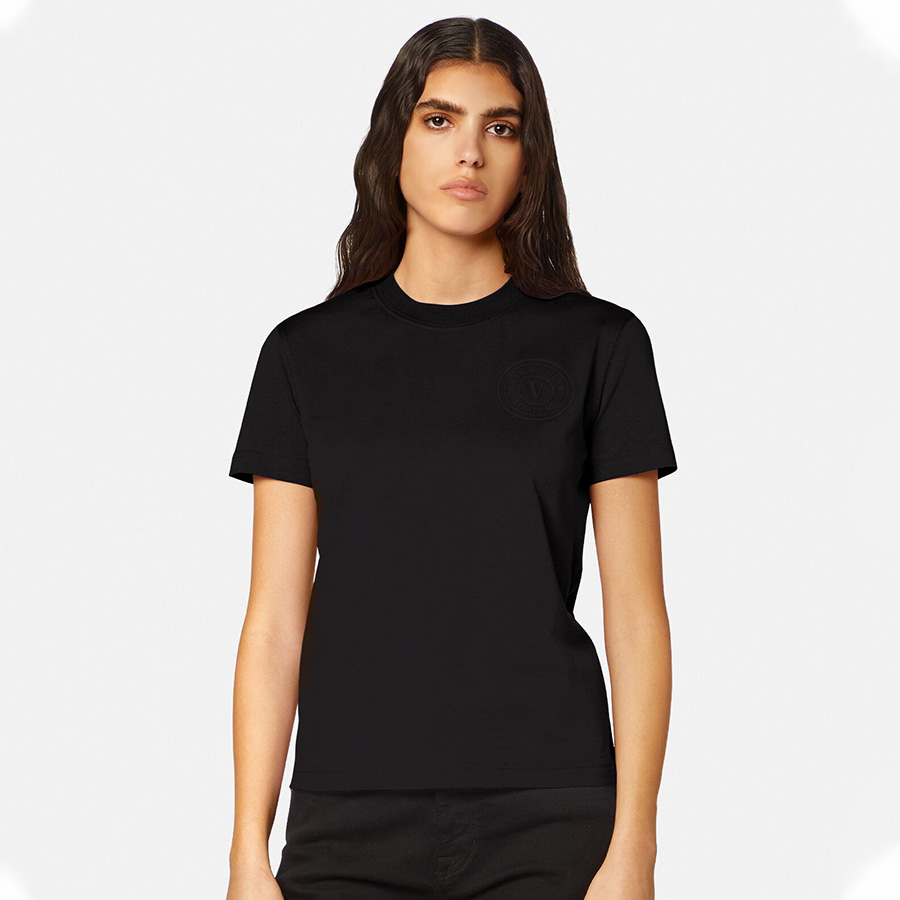 73HAHT10-CJ00T_899-mdl Μαύρο T-Shirt Με Έμβλημα Versace Jeans Couture