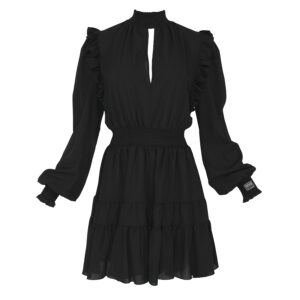 73HAO912-N0101_899-00 Κοντό Μαύρο Φόρεμα Με Σφηκοφωλιά Versace Jeans Couture