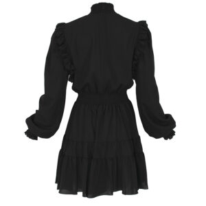 73HAO912-N0101_899-01 Κοντό Μαύρο Φόρεμα Με Σφηκοφωλιά Versace Jeans Couture