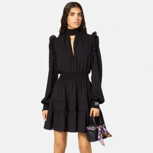 73HAO912-N0101_899-mdl Κοντό Μαύρο Φόρεμα Με Σφηκοφωλιά Versace Jeans Couture