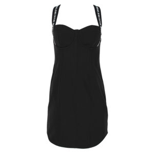 73HAO917-N0103_899-00 Κοντό Μαύρο Φόρεμα Cady Versace Jeans Couture