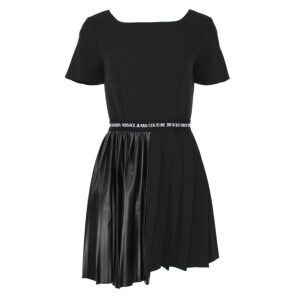 73HAO925-N0103_899-00 Κοντό Μαύρο Φόρεμα Με Πλισέ Φούστα Versace Jeans Couture