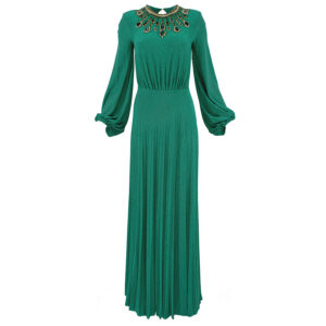 AB26027E2_P26-00 Πράσινο Αμπιγιέ Φόρεμα Με Πετράδια Elisabetta Franchi