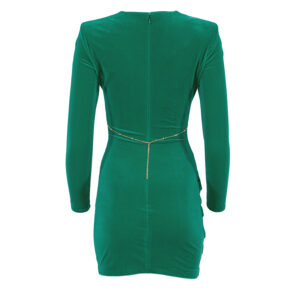 AB31327E2_P26-01 Κοντό Πράσινο Βελουτέ Φόρεμα Με Αλυσίδα Elisabetta Franchi