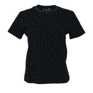MA01926E2_110-00 Μαύρο T-Shirt Με Ανάγλυφό Logo Elisabetta Franchi