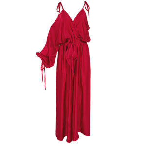 2203035_RED-00 Κόκκινη Ολόσωμη Φόρμα Με Ένα Μανίκι c-throu