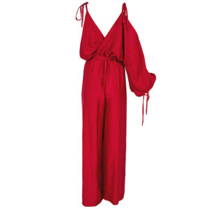 2203035_RED-01 Κόκκινη Ολόσωμη Φόρμα Με Ένα Μανίκι c-throu