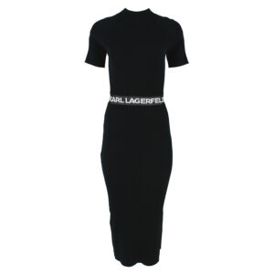 225W1350_999-00 Midi Μαύρο Πλεκτό Φόρεμα Karl Lagerfeld
