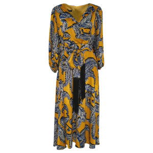 637022_YLW-00 Κίτρινο Εμπριμέ Φόρεμα Με Ζώνη pirouette