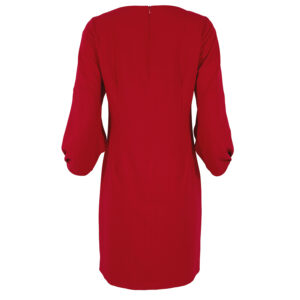 075.50.01.002_RED-01 Κόκκινο Φόρεμα Με Πιέτες Στο Μανίκι forel
