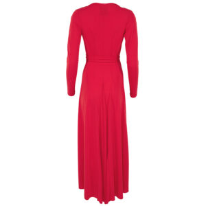 2206066_RED-01 Μακρύ Κόκκινο Κρουαζ Φόρεμα C-throu
