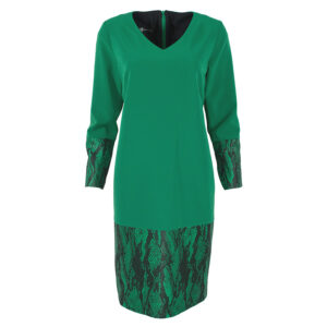 607522_GRN-00 Πράσινο Φόρεμα Με Λεπτομέρειες Δέρμα Φιδιού pirouette