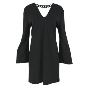 CFC0018687002_BLK-00 Μαύρο Φόρεμα Καμπάνα Με Αλυσίδα rinascimento